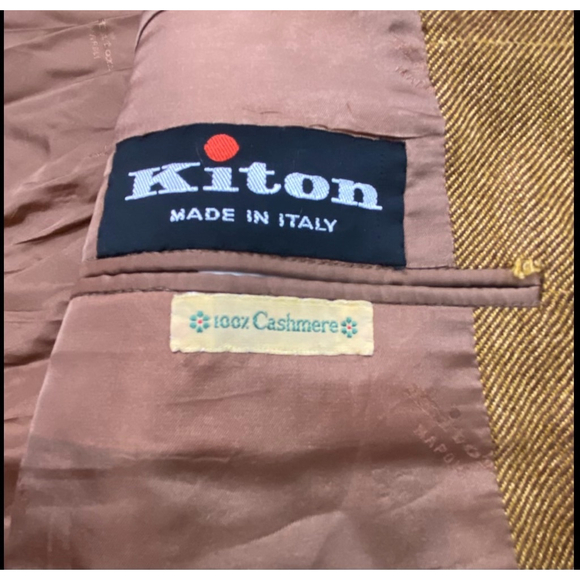 Cashmere KITON Men's Blazer Jacket Windowpane Plaid Gold Italy 44 - Picture 3 of 8